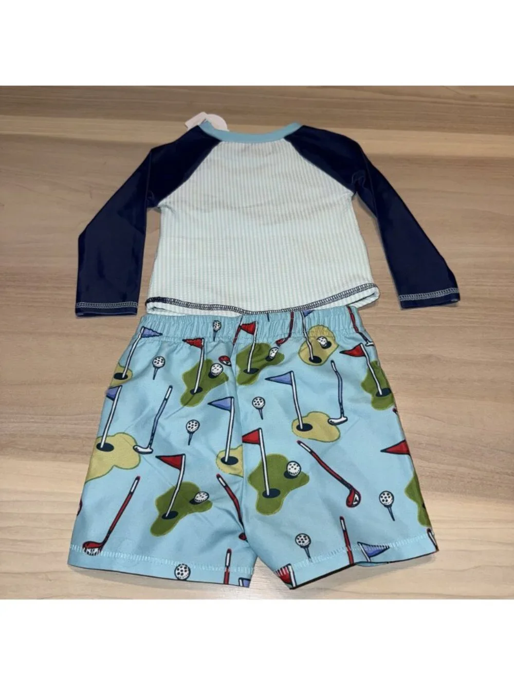 NWT Mudpie Golf Rash Guard Swim Set Baby Size X-Small 6-9 Months